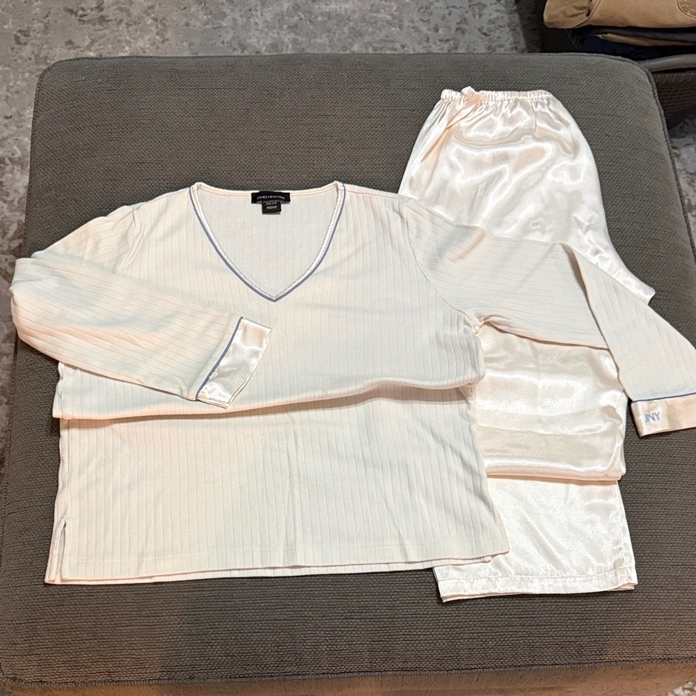 Cream V-Neck Pajama Set
